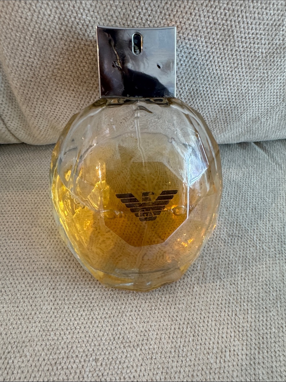 Emporio Armani Amber Glass Decorative Accent with Branded Eagle Logo